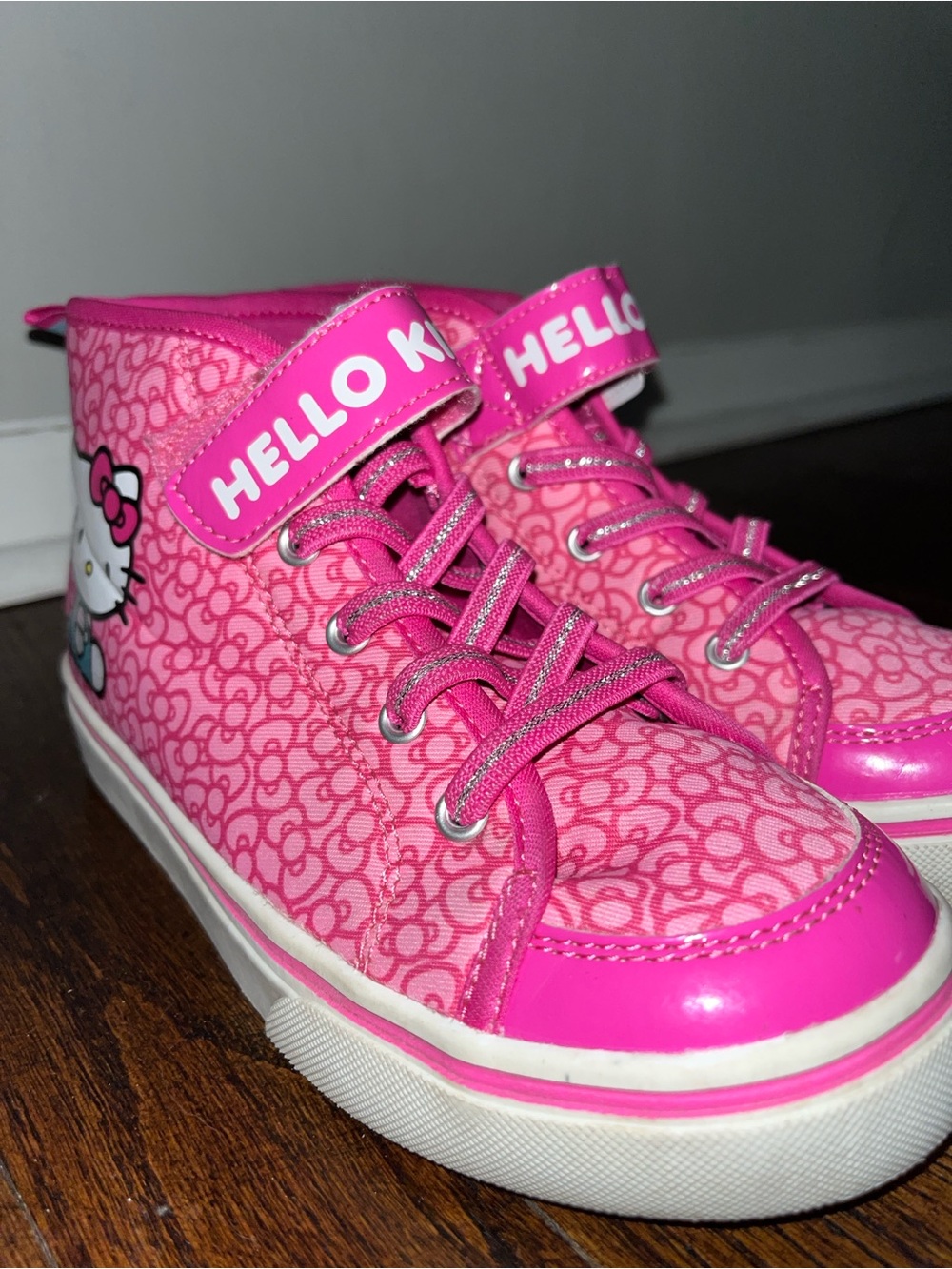 Hello Kitty Hot Pink Patterned High-Top Sneakers for Kids